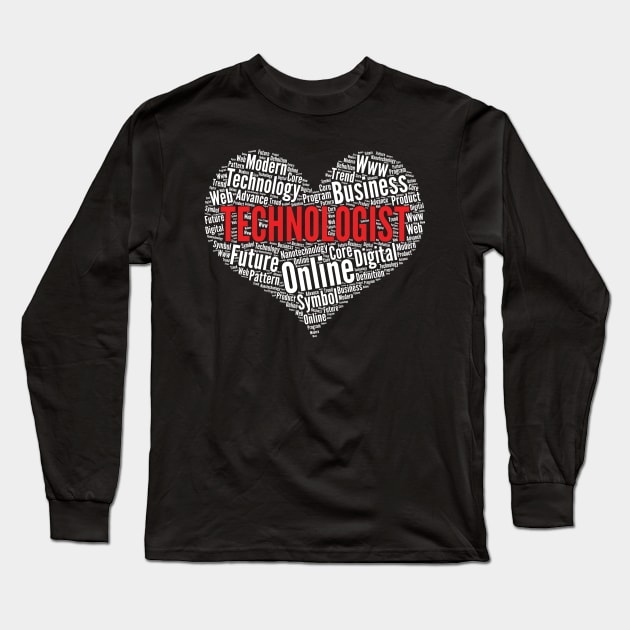 Technologist Heart Shape Word Cloud Design print Long Sleeve T-Shirt by theodoros20